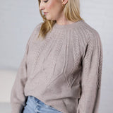 Wren Crew Neck Cable Knit Sweater - Mushroom