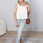 Wrenlee Square Neck Tank - White - FINAL SALE