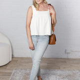 Wrenlee Square Neck Tank - White - FINAL SALE