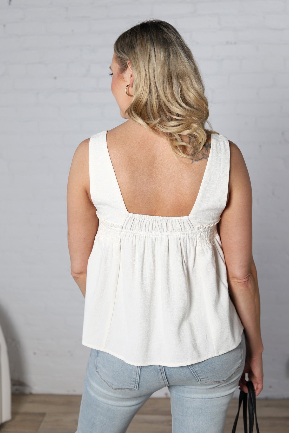 Wrenlee Square Neck Tank - White - FINAL SALE