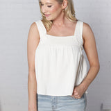 Wrenlee Square Neck Tank - White - FINAL SALE