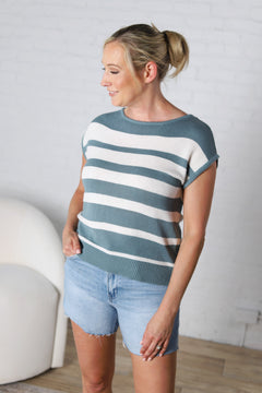 Wrenley Color Block Wide Crew Neck Sweater Top