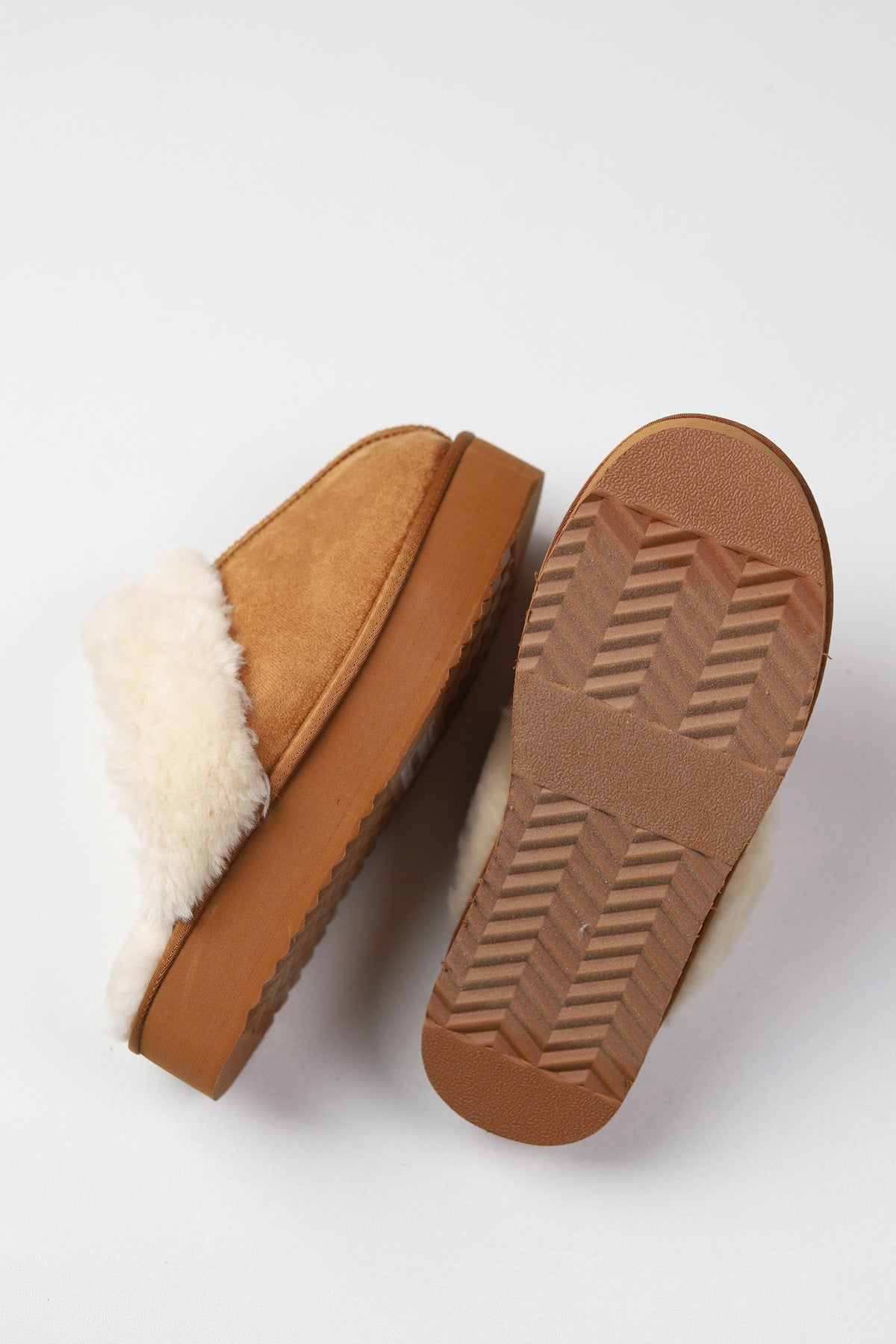 Wrenly Fur Trimmed Slippers - Tan - FINAL SALE