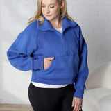 Zadie Funnel Neck Half Zip - Cobalt