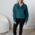 Zadie Funnel Neck Half-Zip - Teal