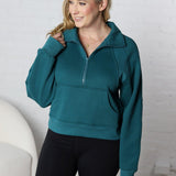 Zadie Funnel Neck Half-Zip - Teal