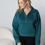 Zadie Funnel Neck Half-Zip - Teal