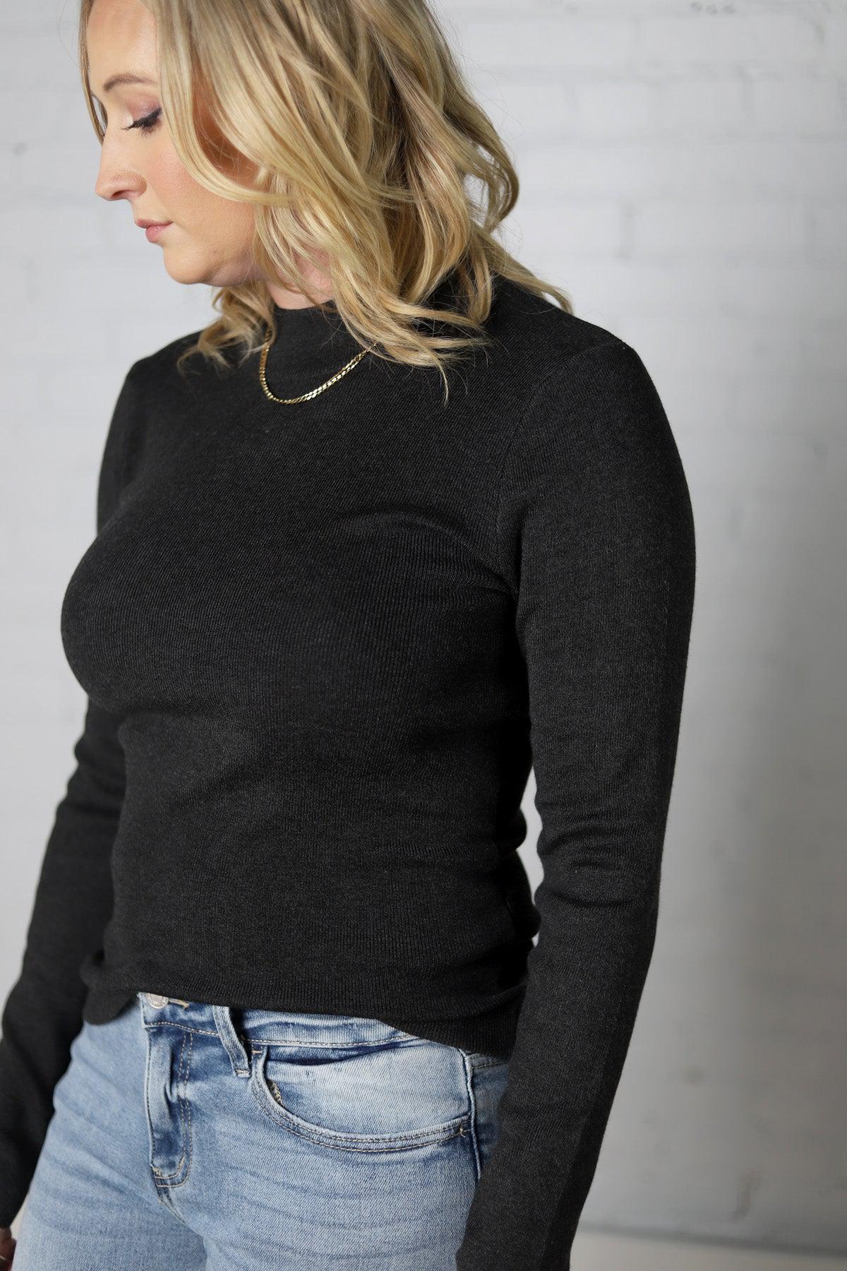 Zaire Mockneck Longsleeve Sweater - Charcoal - FINAL SALE