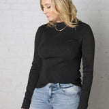 Zaire Mockneck Longsleeve Sweater - Charcoal - Final Sale