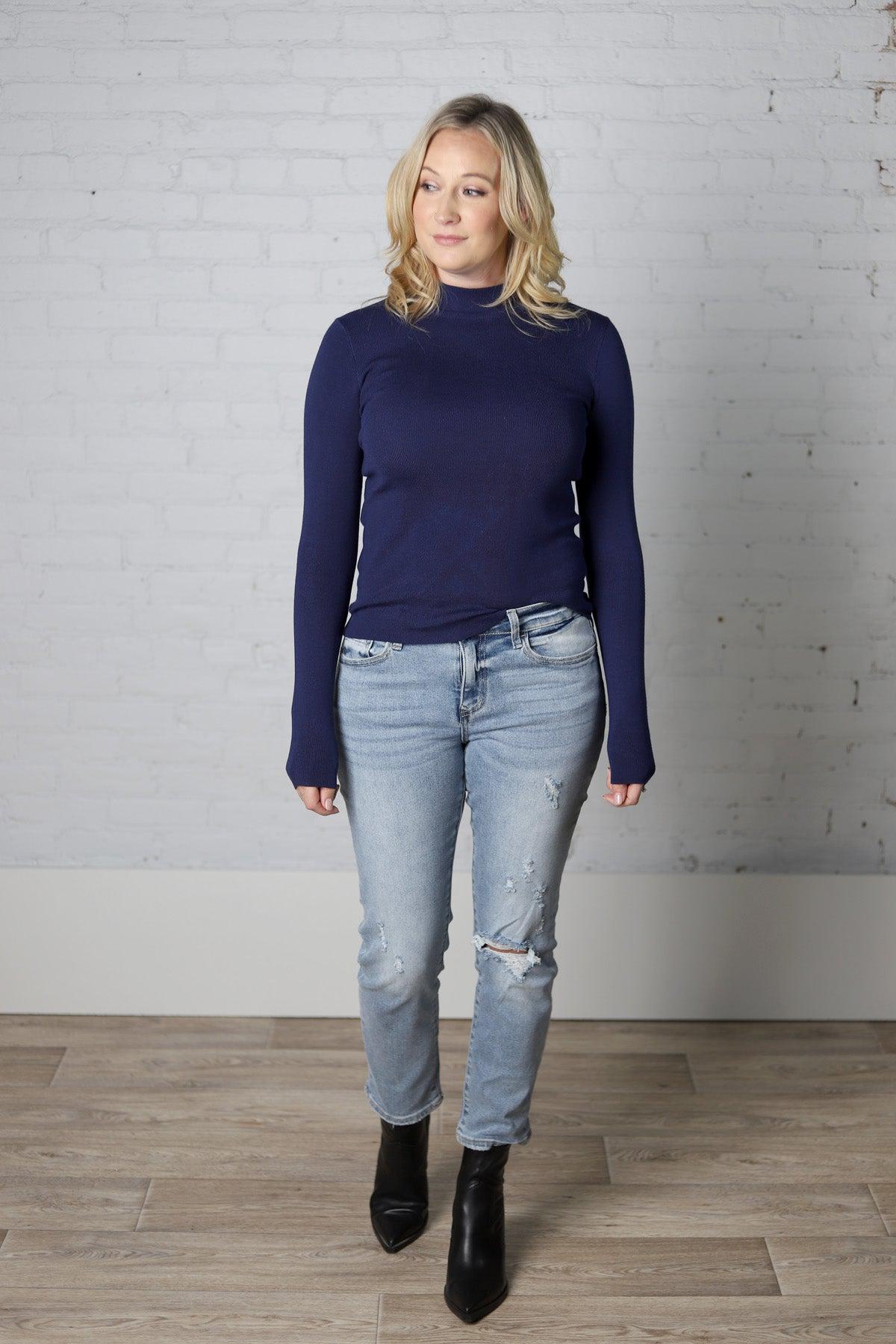 Zaire Mockneck Longsleeve Sweater - Cobalt