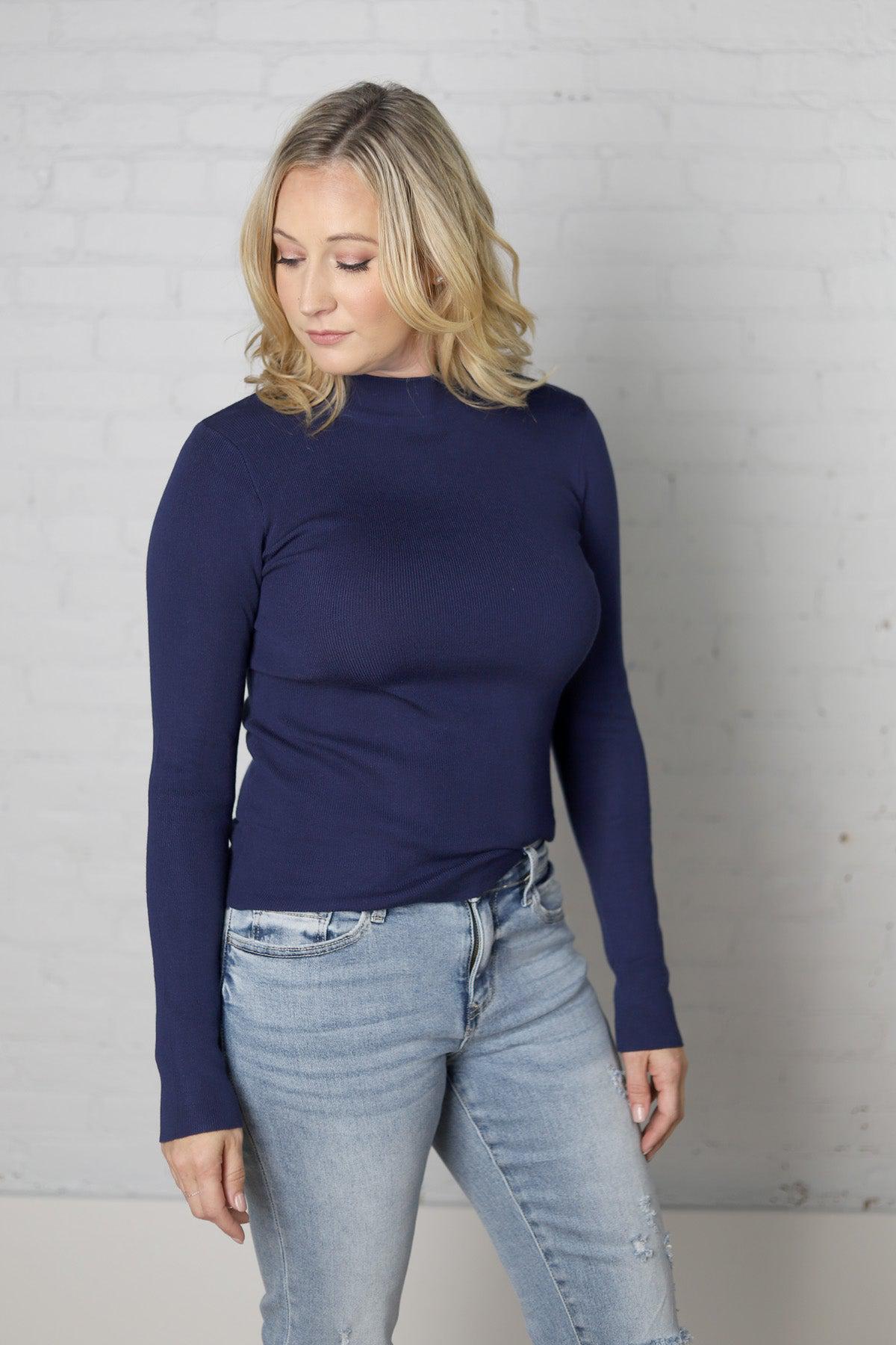 Zaire Mockneck Longsleeve Sweater - Cobalt