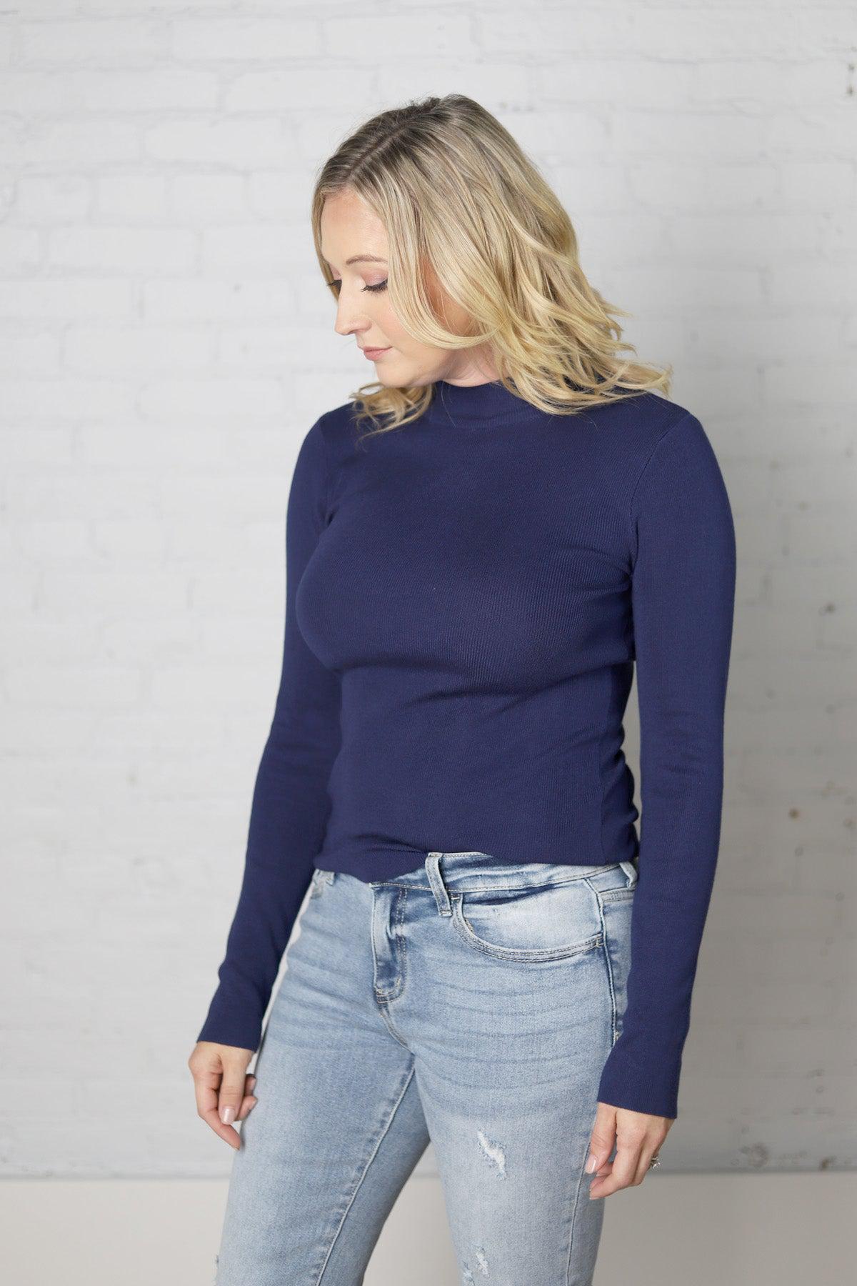 Zaire Mockneck Longsleeve Sweater - Cobalt