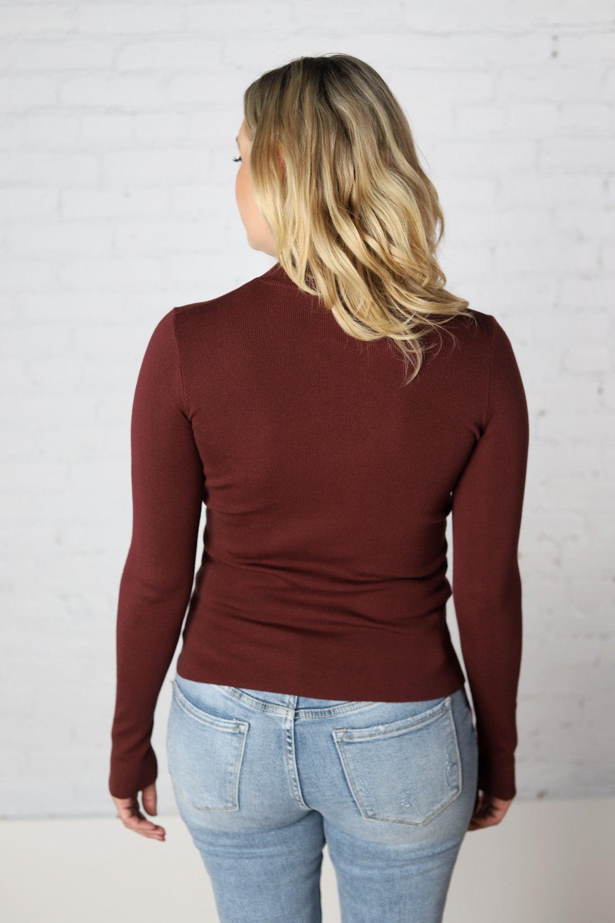 Zaire Mockneck Longsleeve Sweater - Wine