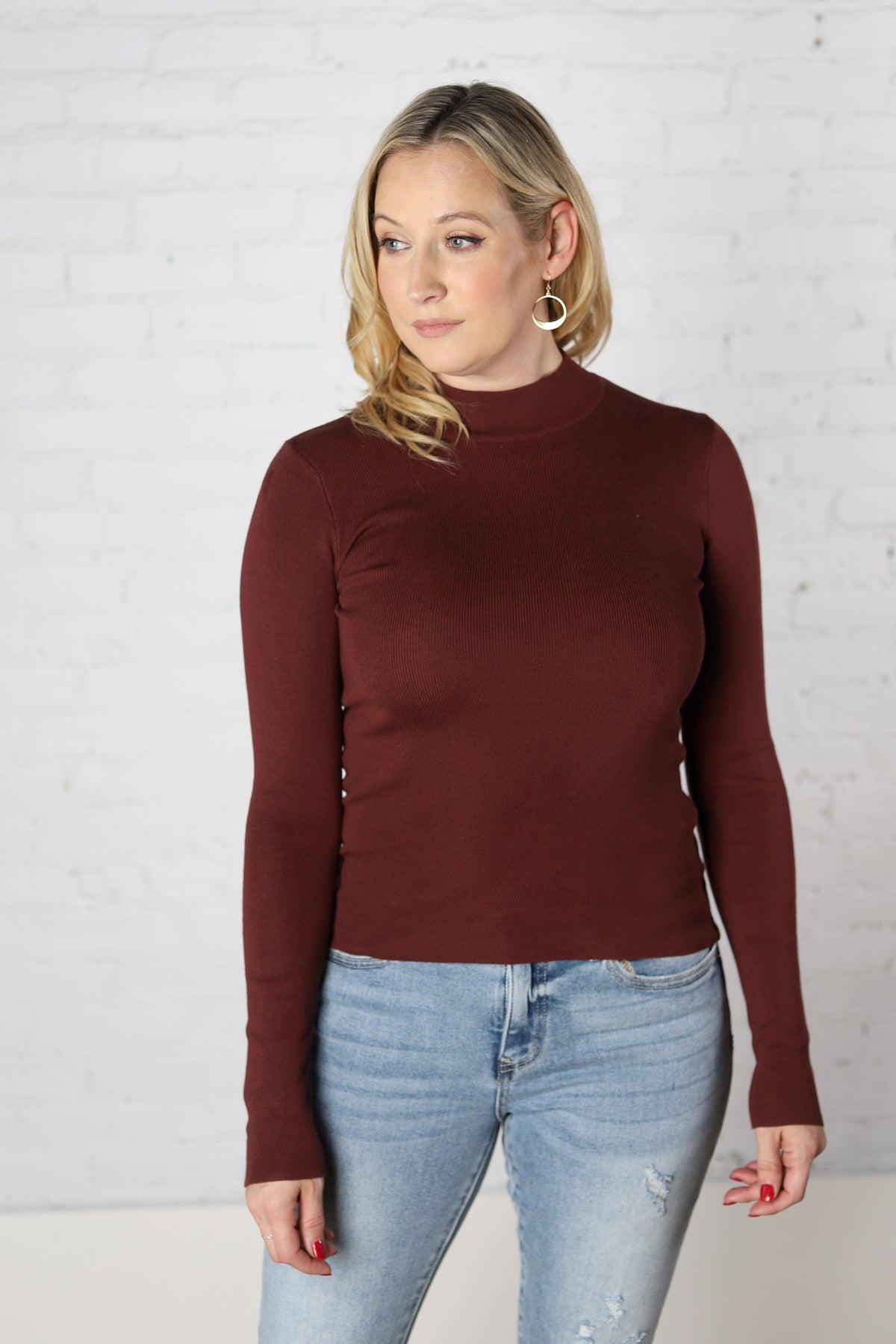 Zaire Mockneck Longsleeve Sweater - Wine - FINAL SALE