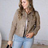 Zaria Buttery Suede Feel Jacket - Taupe