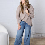 Zaylie Long Sleeve Lightweight Top - Oatmeal