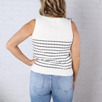 Zeline Stripe Texture Knit Tank Sweater - Navy/White FINAL SALE