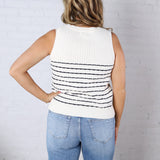Zeline Stripe Texture Knit Tank Sweater - Navy/White FINAL SALE