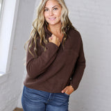Zella Sherpa Fleece Half Zipper Pullover Top - Espresso