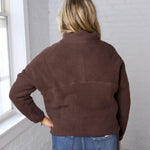 Zella Sherpa Fleece Half Zipper Pullover Top - Espresso