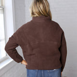 Zella Sherpa Fleece Half Zipper Pullover Top - Espresso