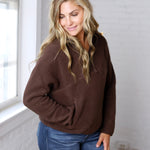 Zella Sherpa Fleece Half Zipper Pullover Top - Espresso