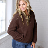 Zella Sherpa Fleece Half Zipper Pullover Top - Espresso