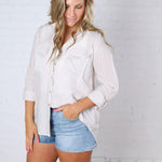 Zoey Stripe Collared Button Down Shirt - Lt Mocha