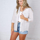 Zoey Stripe Collared Button Down Shirt - Lt Mocha