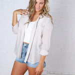 Zoey Stripe Collared Button Down Shirt - Lt Mocha