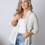Zoey Stripe Collared Button Down Shirt - Lt Olive