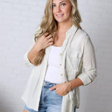 Zoey Stripe Collared Button Down Shirt - Lt Olive
