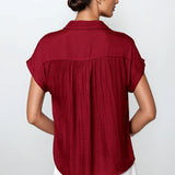 Ellara Short Sleeve Blouse - Crimson