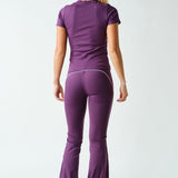Anya Essential Short Sleeve Micro-Ribbed Top - Purple Iris