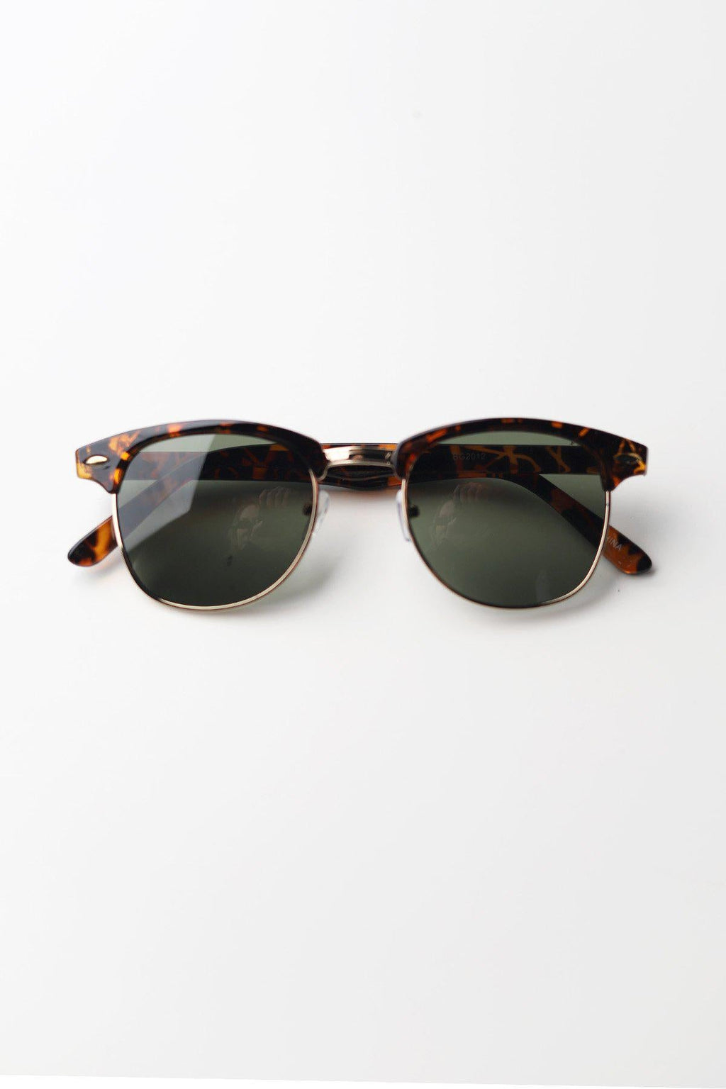 Clubmaster Tortoise Unisex Sunglasses / Grey Green Lens