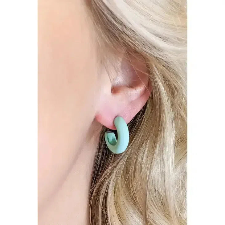 Deacon Matte Mint Hoop Earrings
