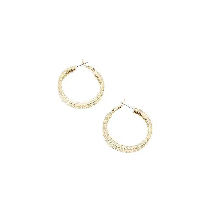 Dessa Gold Texture Hoop Earrings