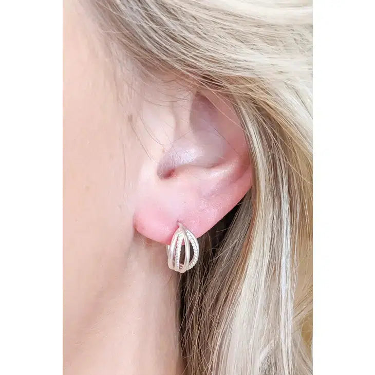 Lorelei Satin Silver Hoop Earrings by My Girl in LA