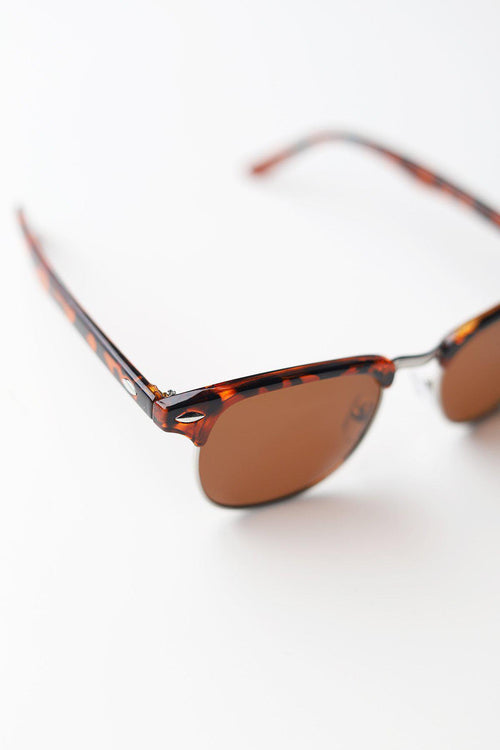 Polarized Clubmaster Sunglasses / Tortoise + Brown Lens